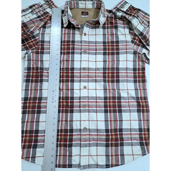 Ridgecut Set of 2 Men's Large Flannel Shirts Heavyweight Plaid Red Blue White - Picture 15 of 16